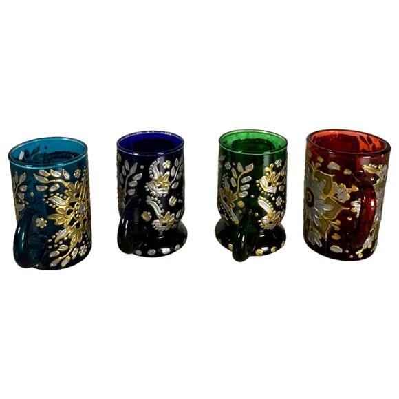 Hand Painted Egyptian Espresso Shot Glasses (Lot of 4) - Picture 4 of 7